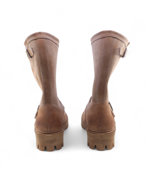 6.5cm Feather Commando Sole Suede Engineer Boots Sand