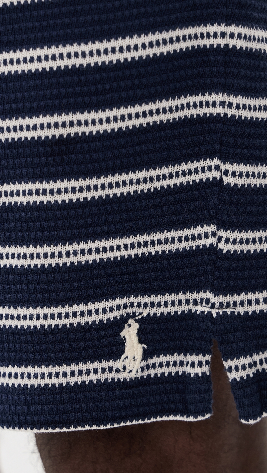 Cotton Club Bar Stripe Textured Pull On Shorts Newport Navy/Pale Cream