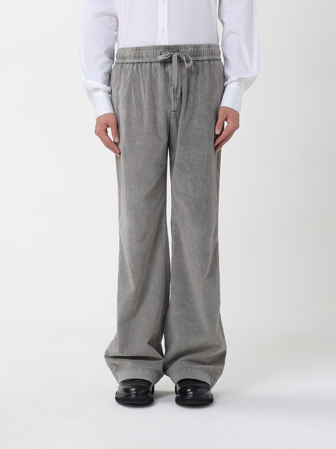 Logo-plaque corduroy trousers - Grey