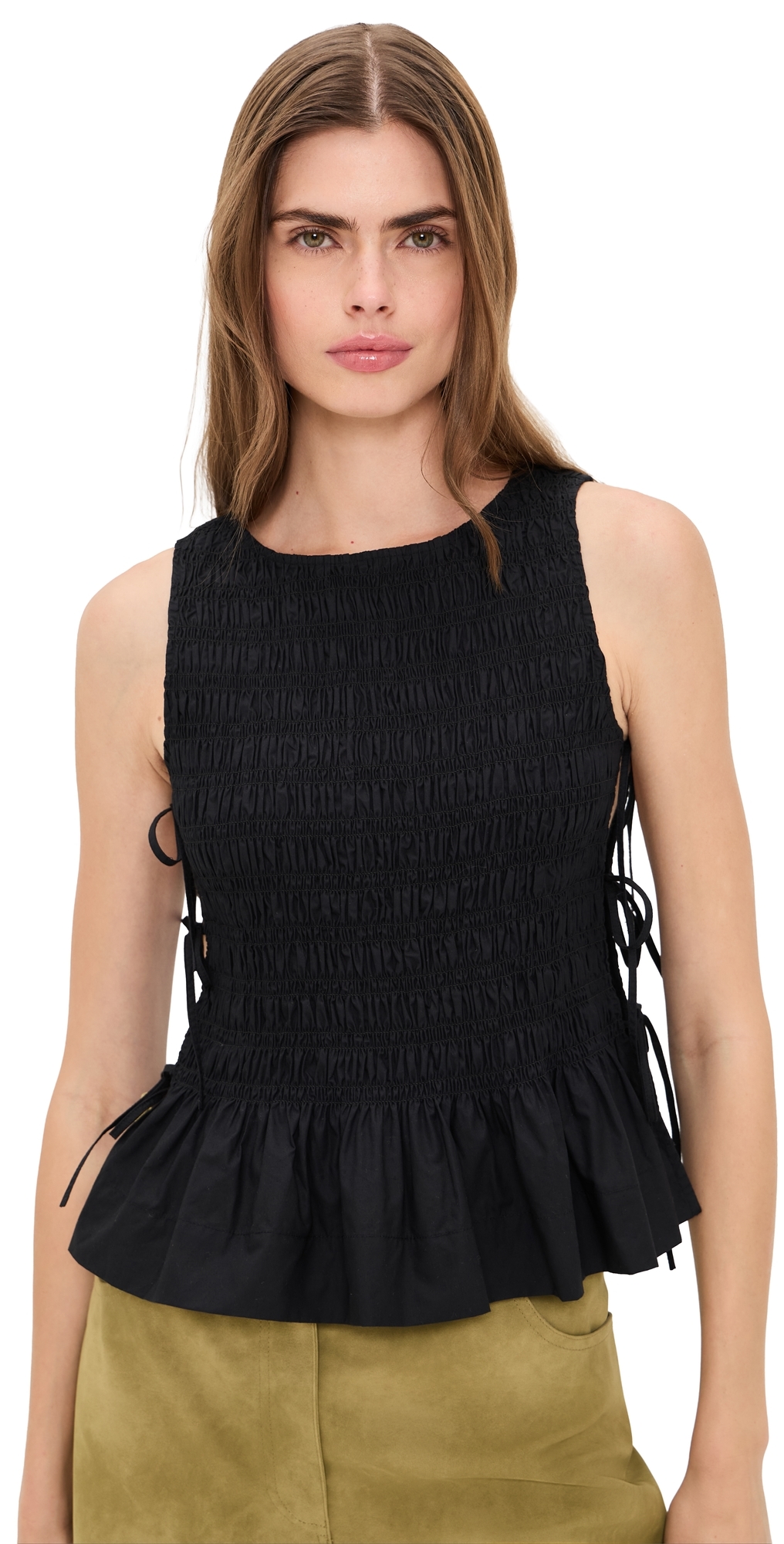 Poplin Smock Tie Top Black