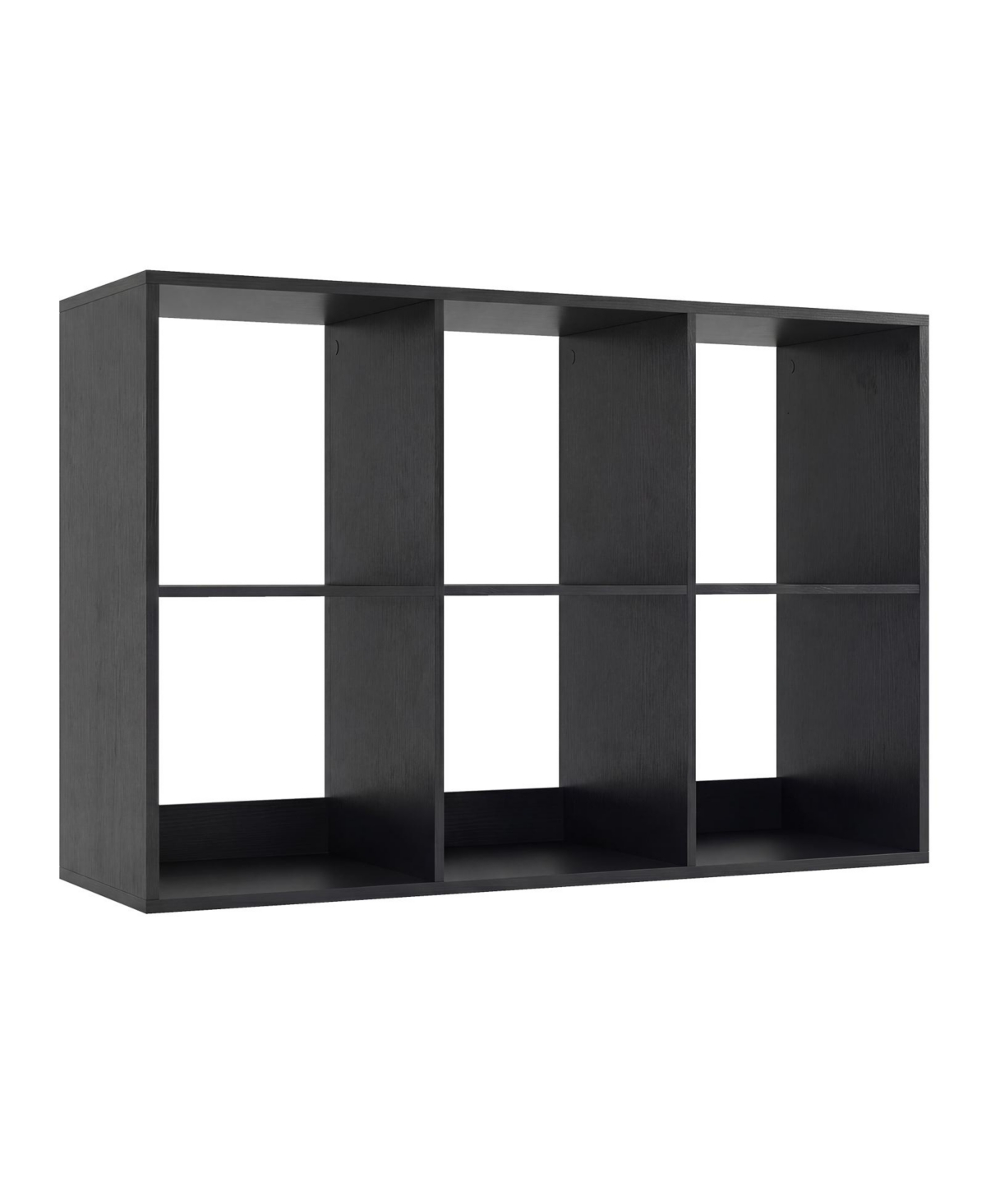 6-Cube Bookcase with Guardrail for Living Room & Bedroom - Black