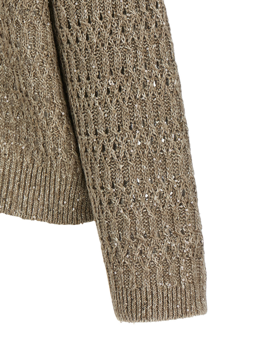 Brunello Cucinelli - linen crew neck sweater diamond pattern
