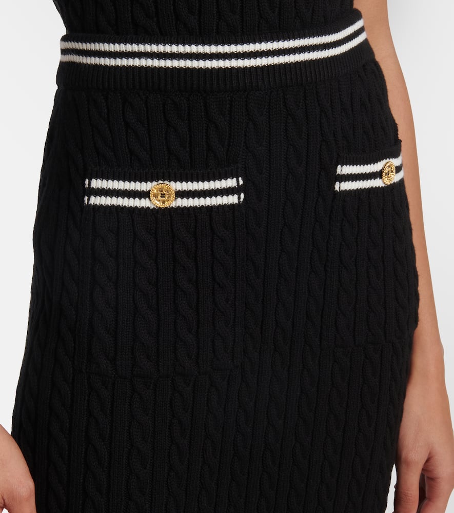 Cable-knit cotton midi skirt