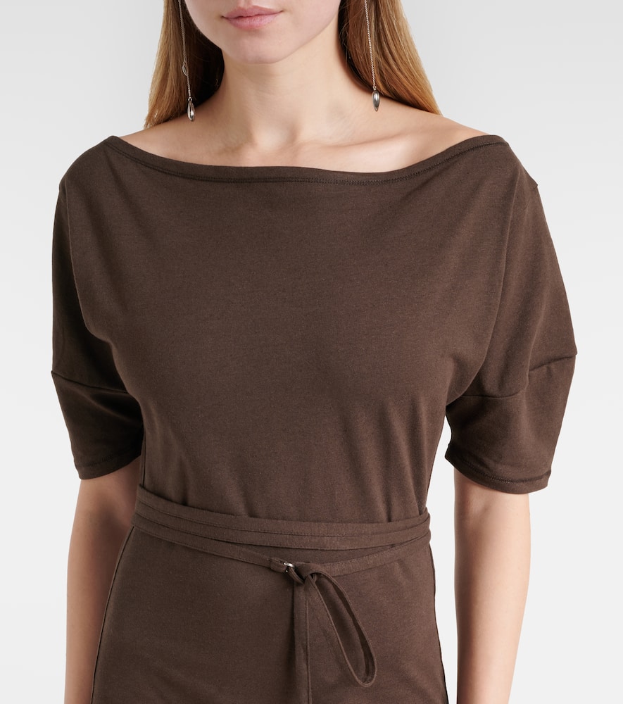 Cotton and linen jersey midi dress