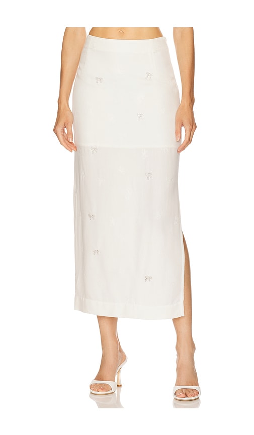 Milkwhite x REVOLVE Midi Skirt With Mini Strass Bows in White. L. Also in