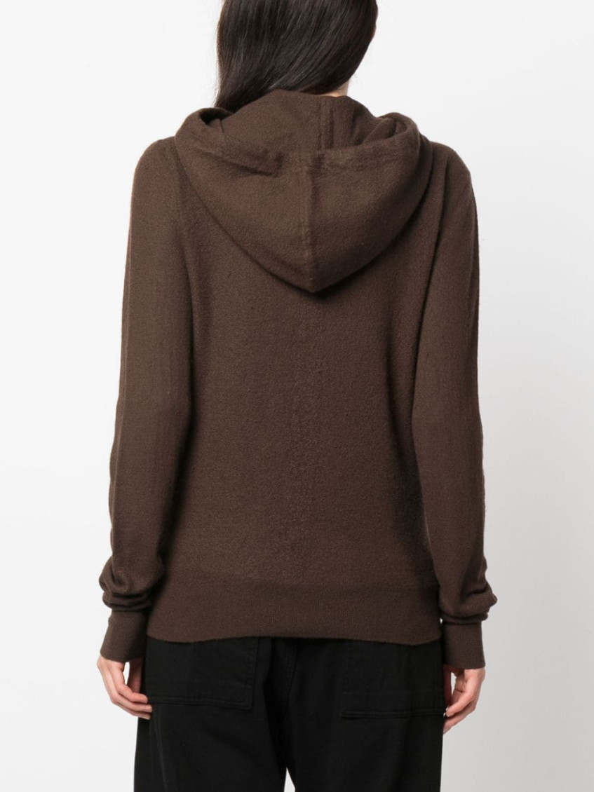 Brown Zip-up Cashmere Hoodie