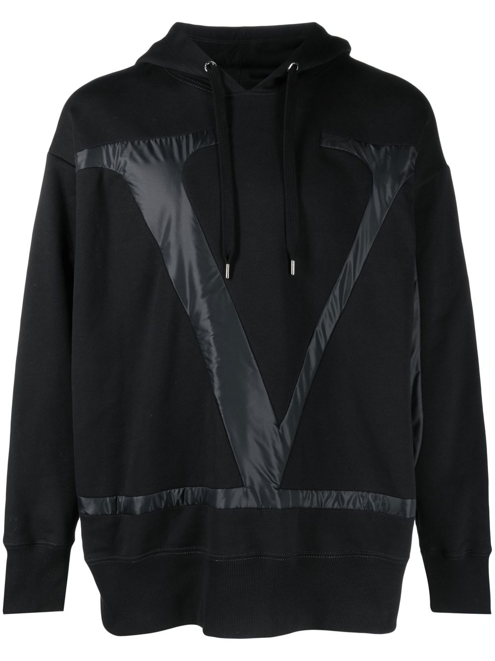 Logo-detail drawstring hoodie - Black