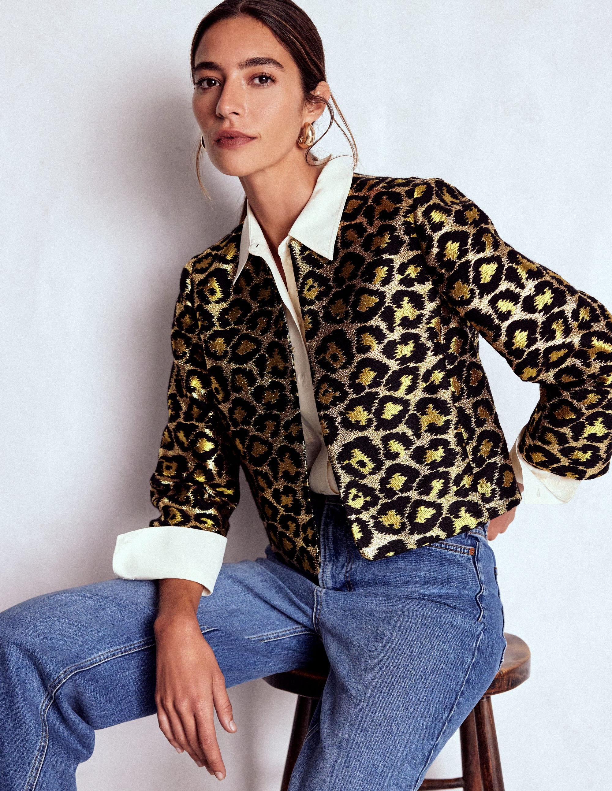 Jacquard Leopard Jacket Leopard, Lurex Jacquard