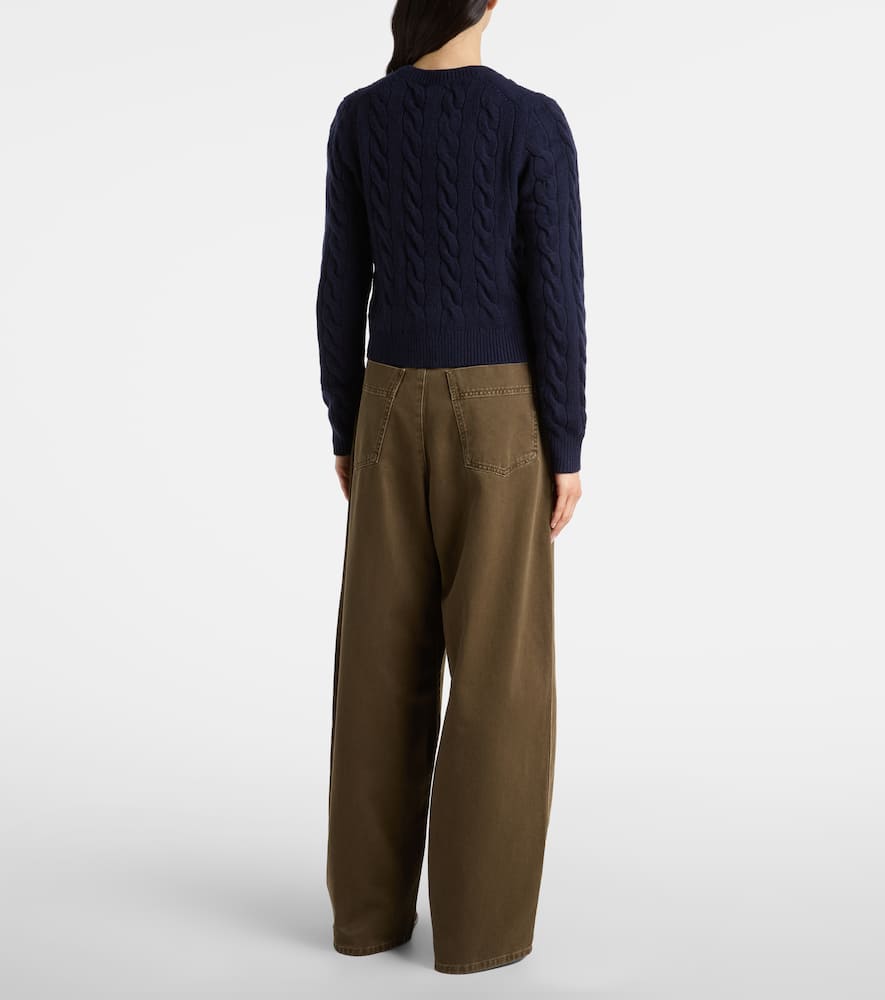 Cable-knit wool and cashmere cardigan