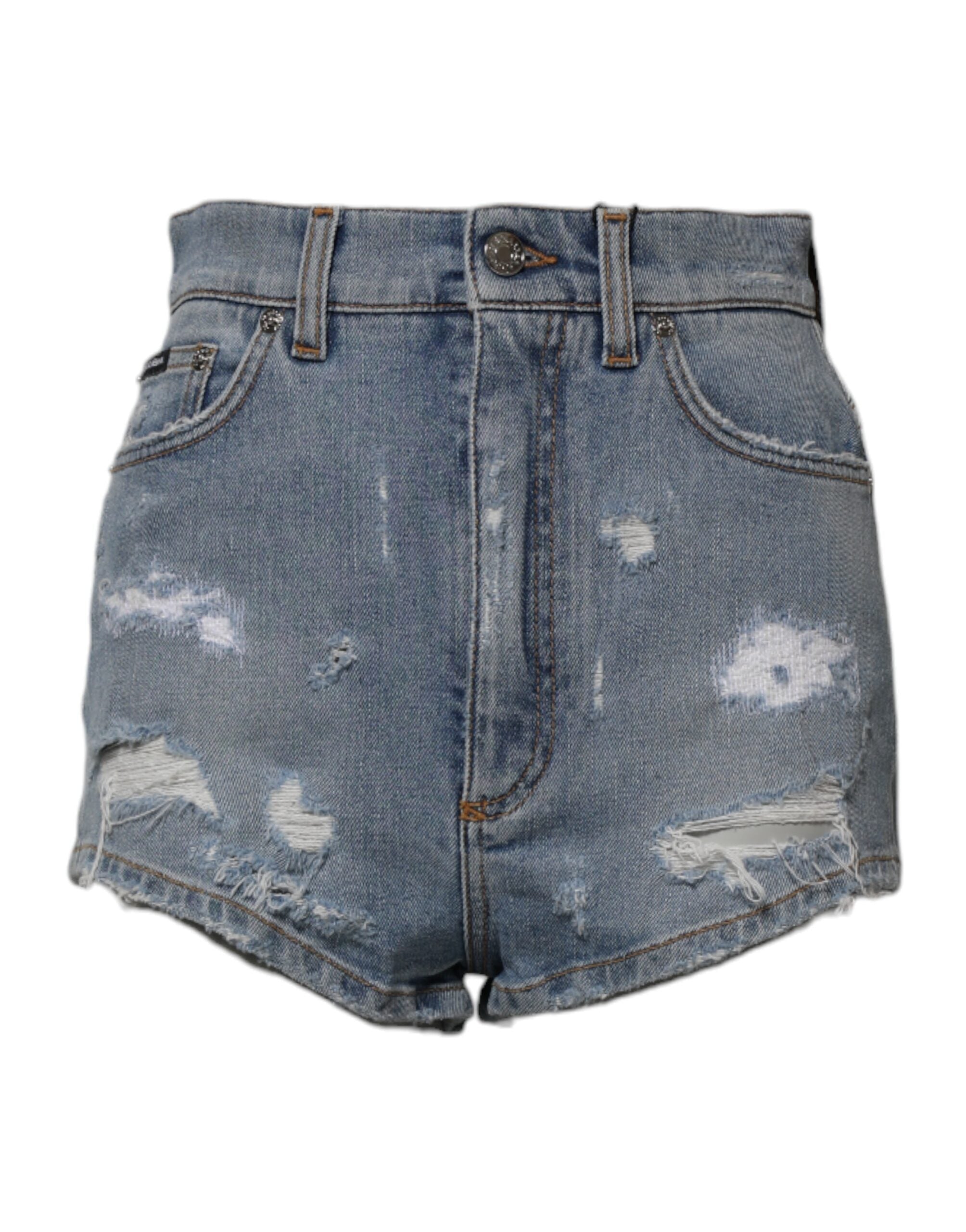 Distressed Denim Shorts — Blue