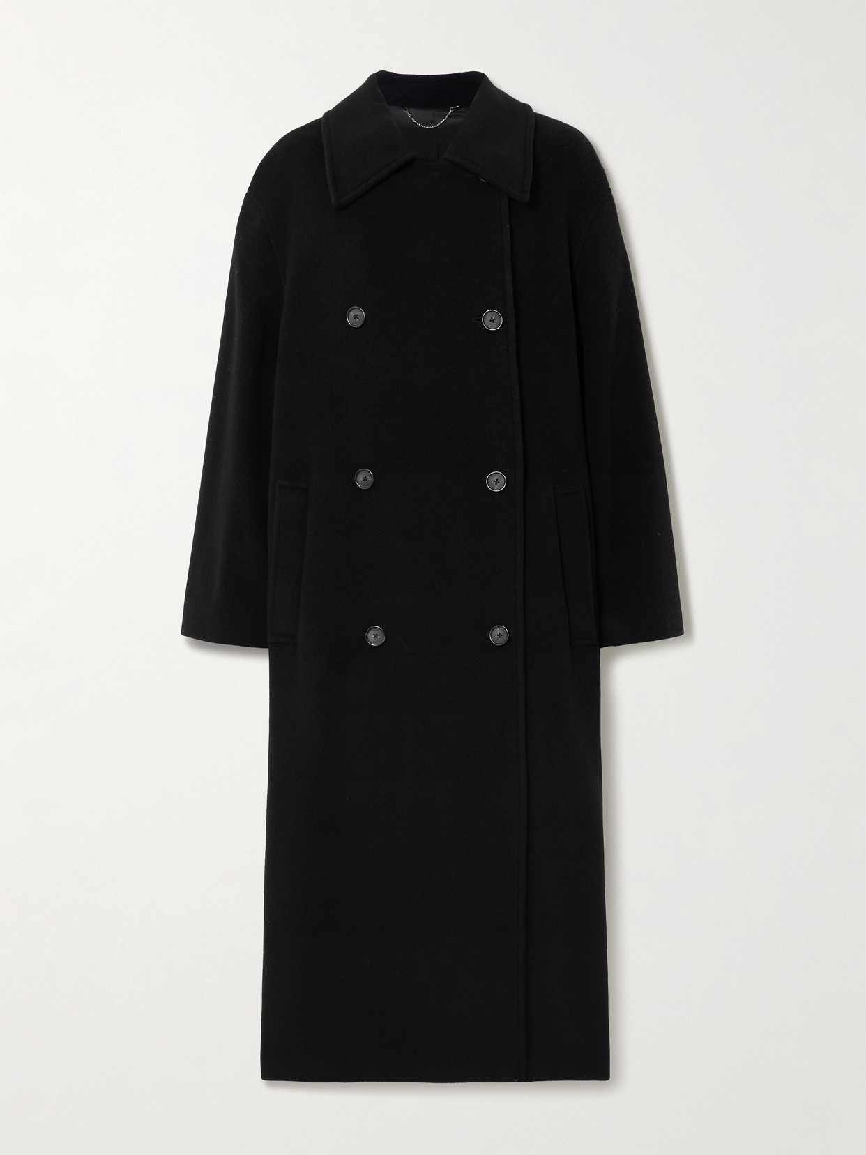 Shield Oversized Double-breasted Wool-blend Coat - Black