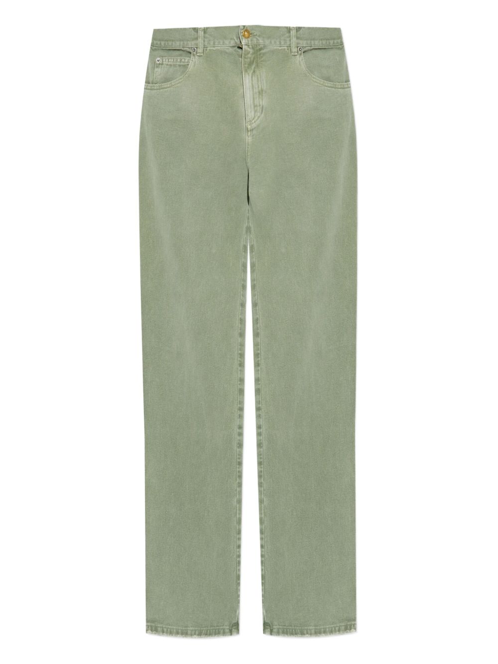 Logo-engraved-button jeans - Green