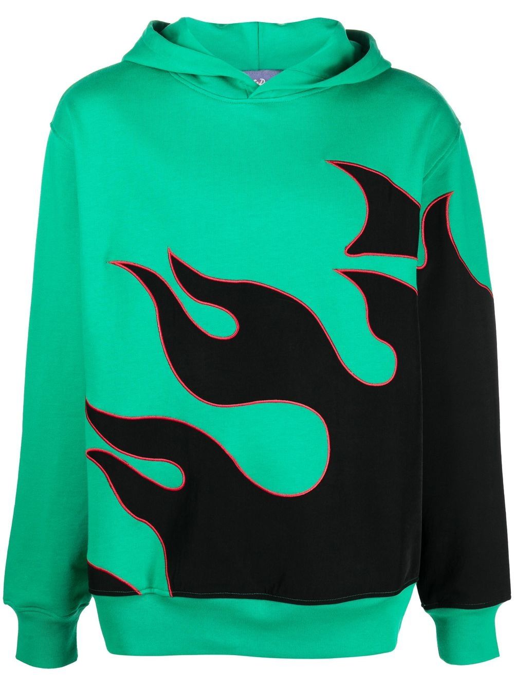Flame-print cotton hoodie - Green