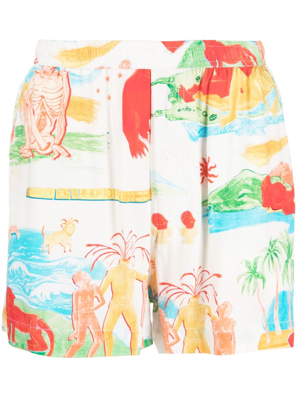 Far Away Places printed shorts - White