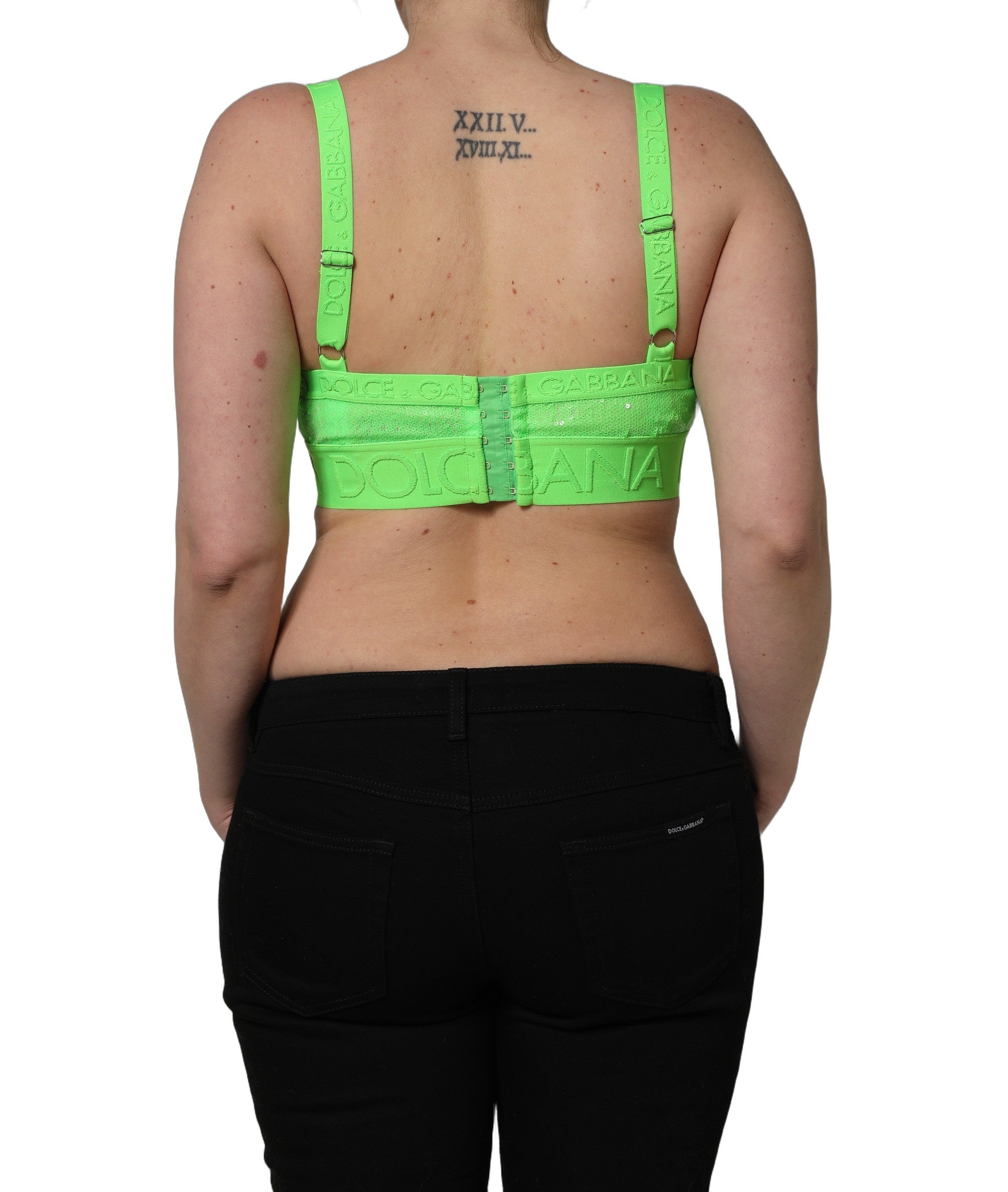 Logo-Trim Nylon Soft Cup Bra Top — Green