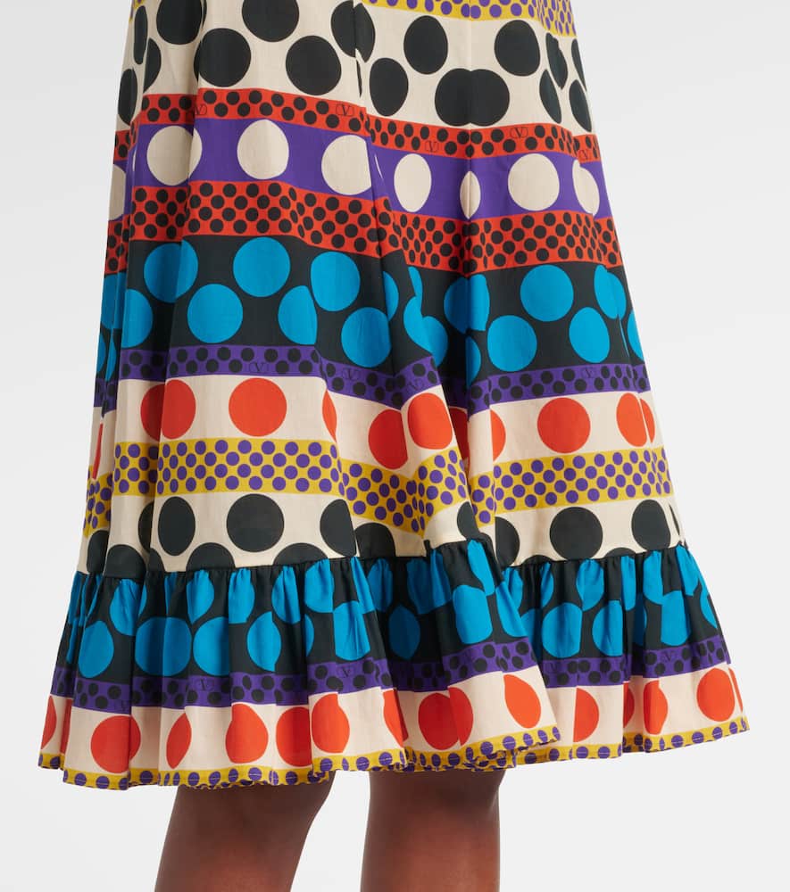 Printed cotton midi skirt