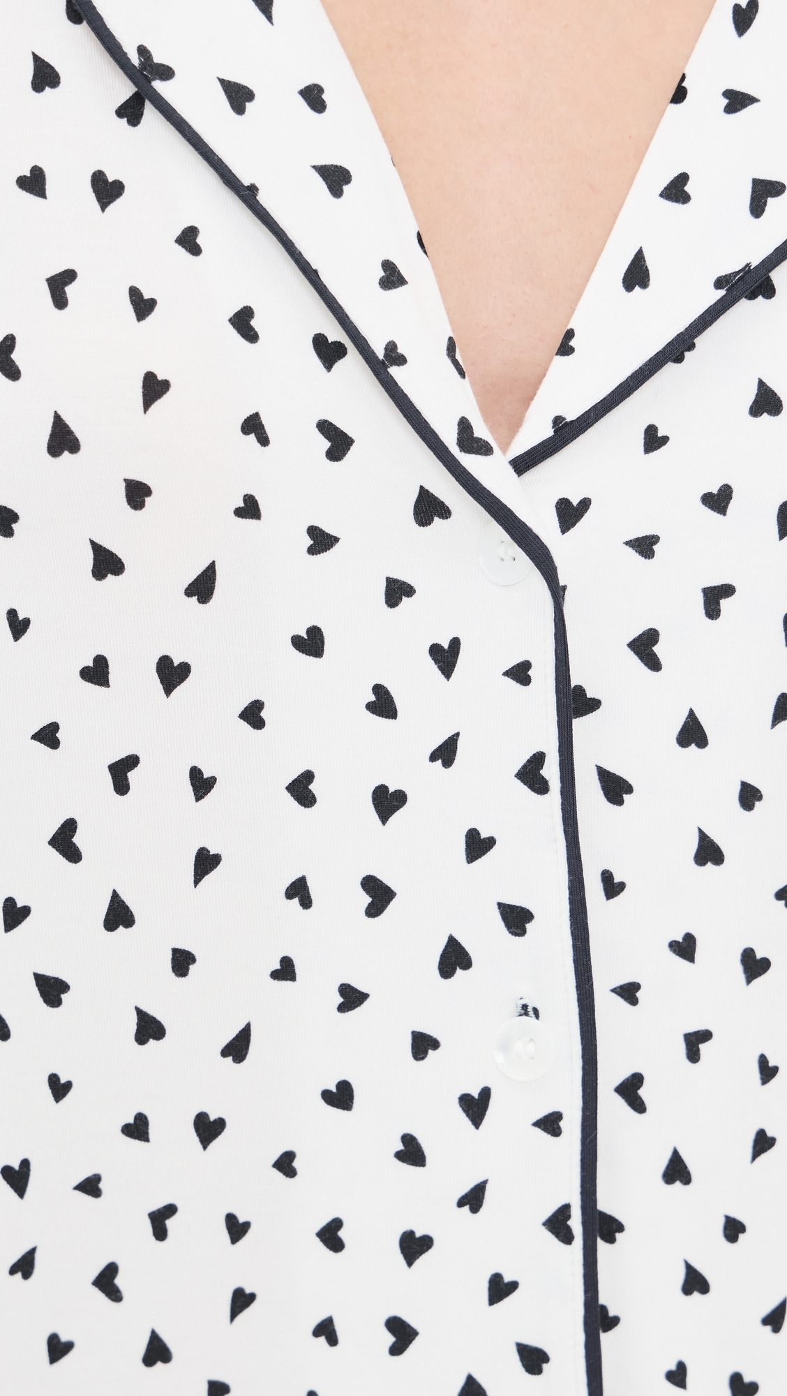 Gisele Printed Short Pajama Set Heart To Heart Black/Black