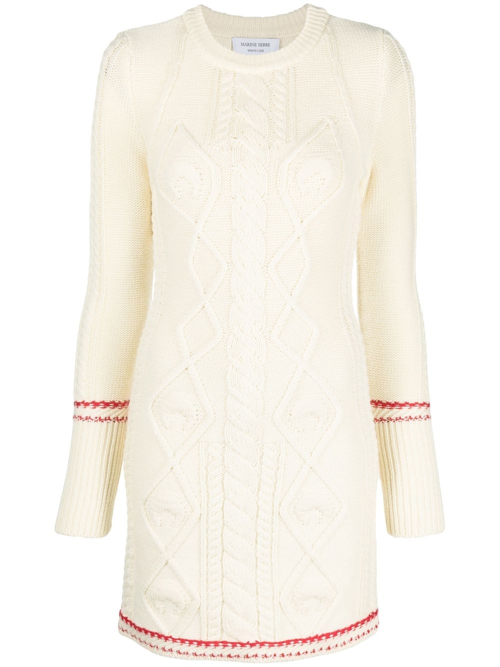 Cable-knit wool dress - Neutrals