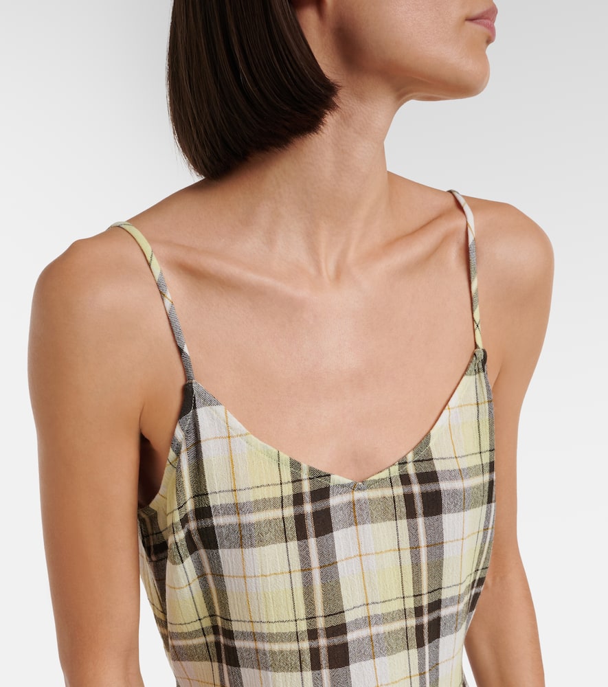 Evelyn plaid gauze slip dress