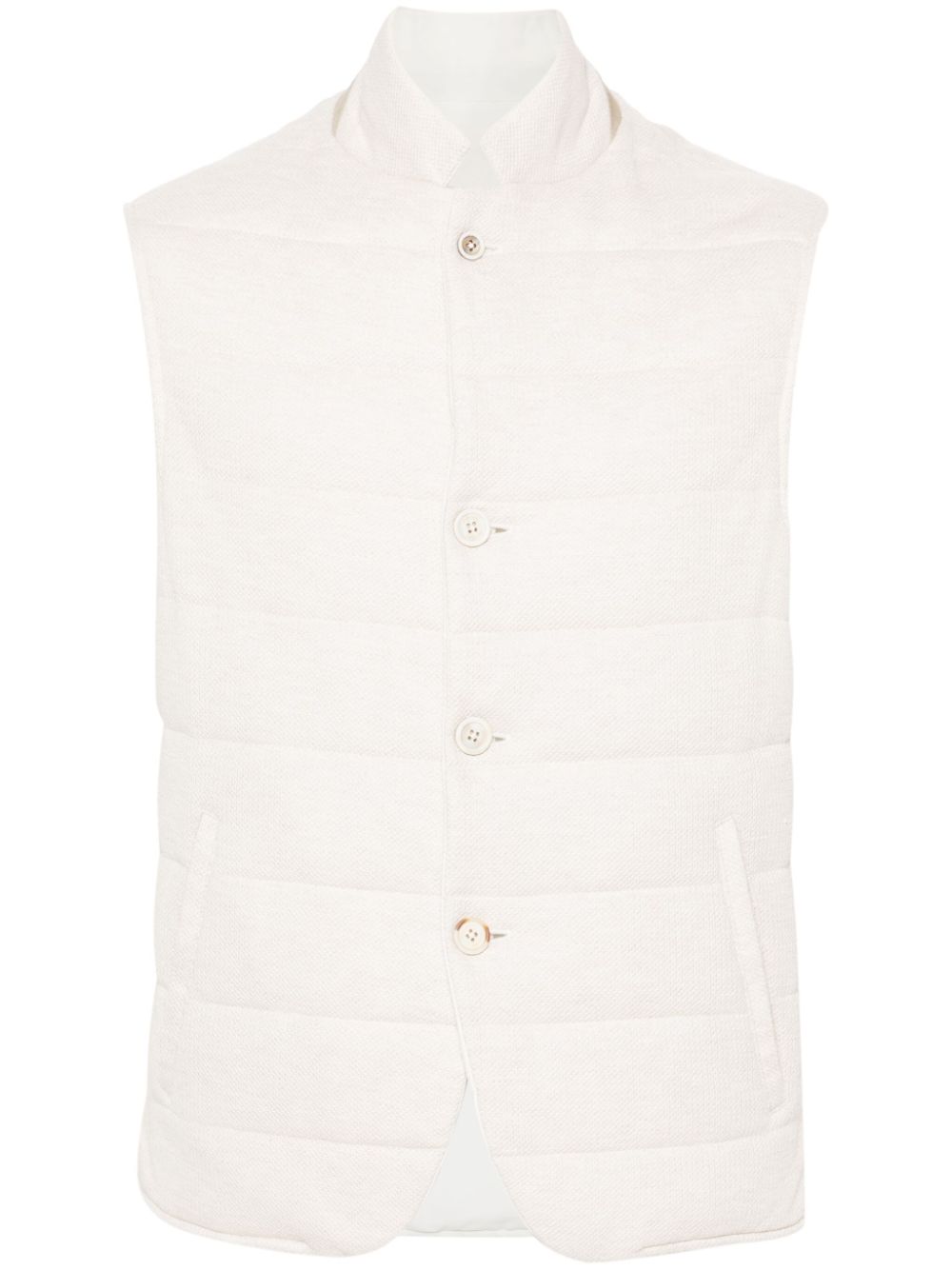 Baseball-collar textured gilet - Neutrals
