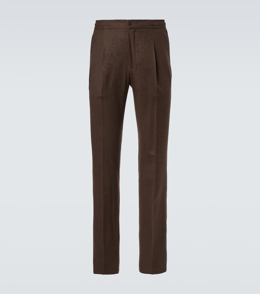 Virgin wool flannel tapered pants