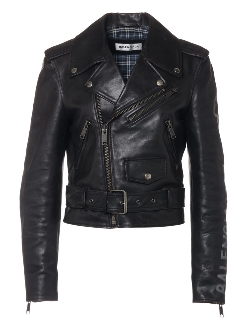 Logo-print leather jacket - Black