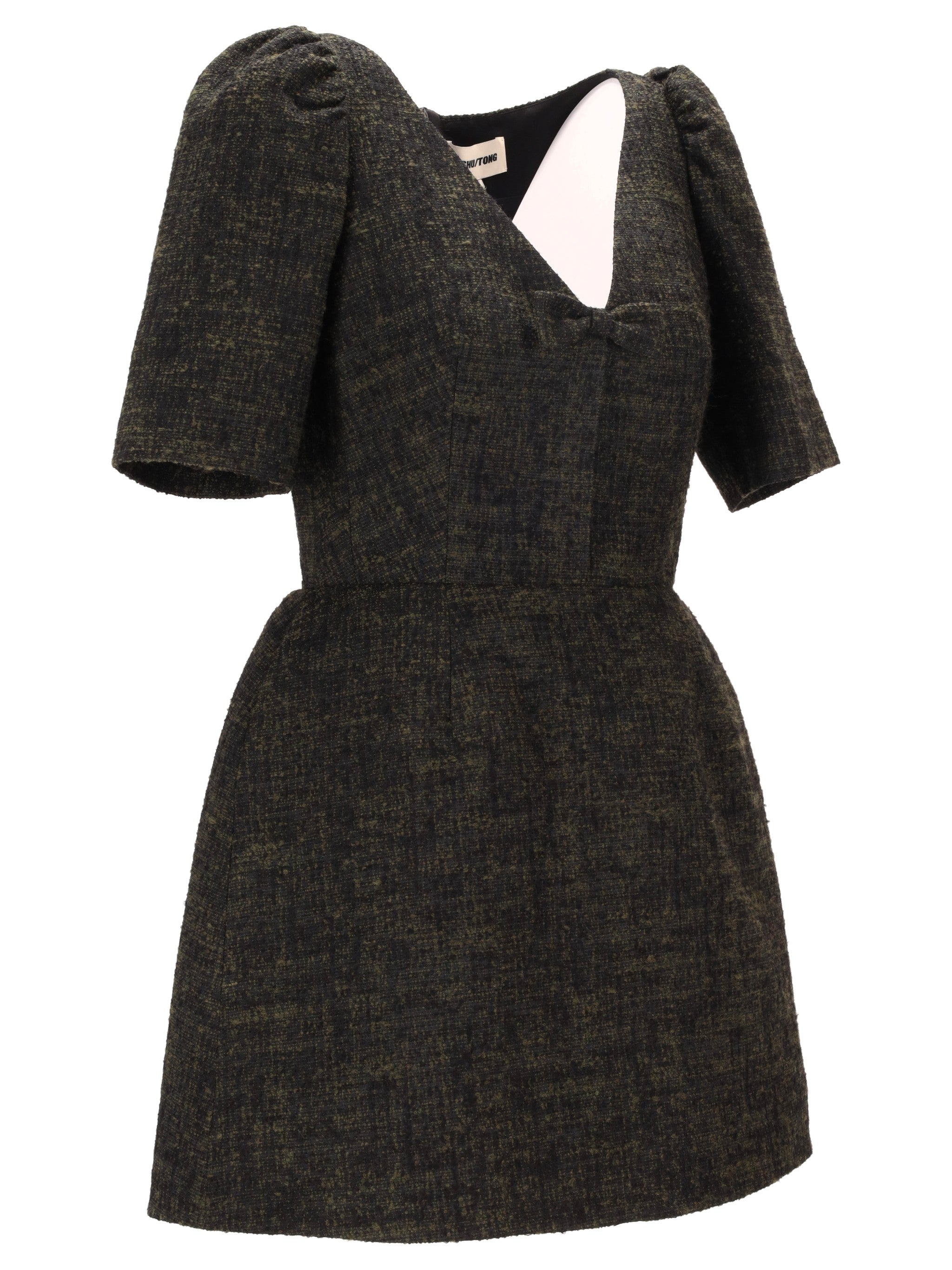 Shushu Tong V Neck Bow Mid Sleeve Dre