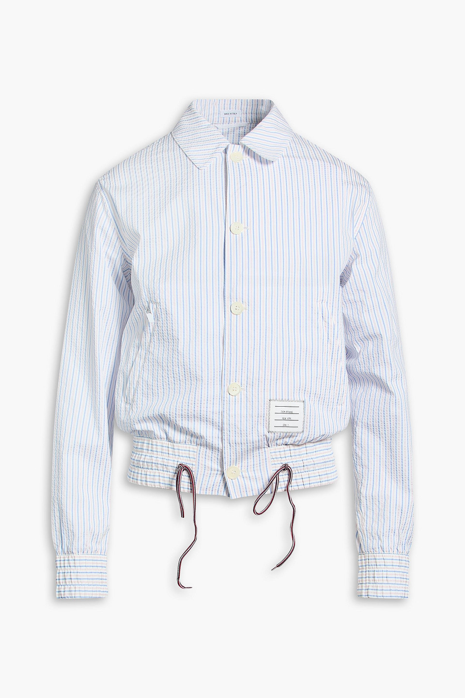 Striped cotton-seersucker shirt - Blue - 4