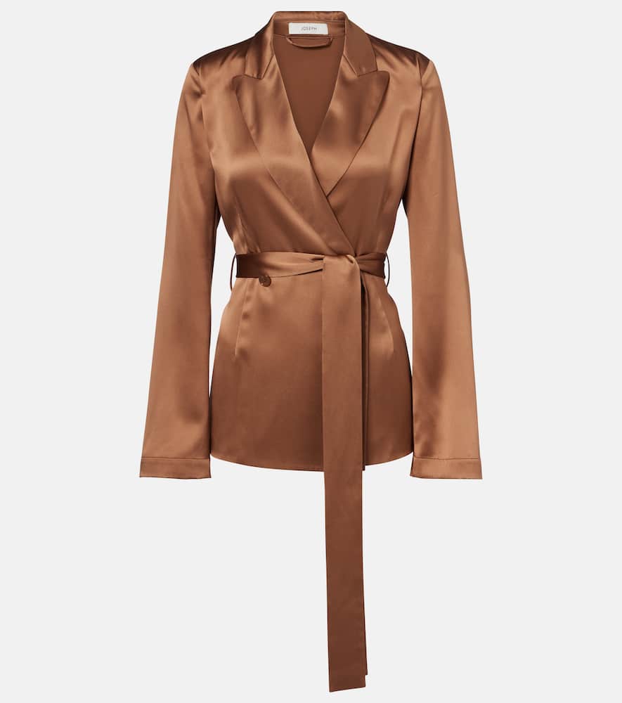 Archer double-breasted silk satin blazer