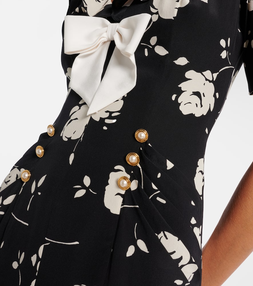 Floral printed silk midi dress