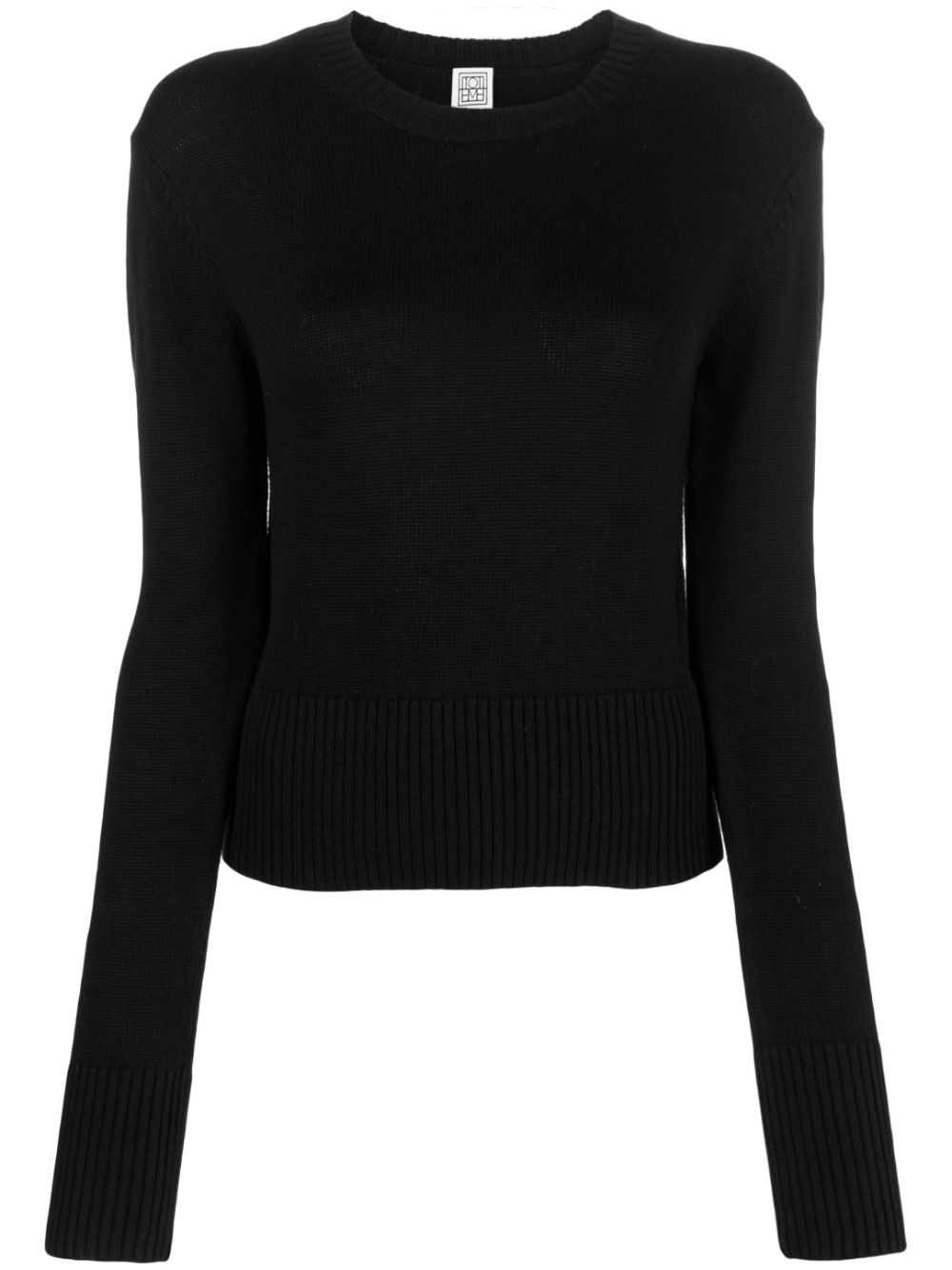 Crew-neck ribbed jumper - Black