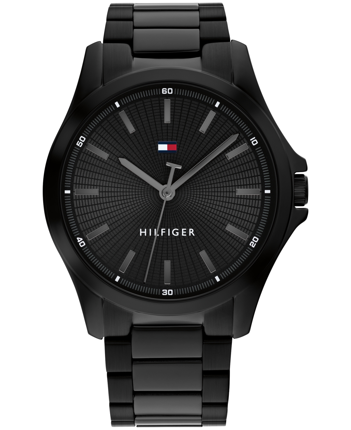 Men's Quartz Ionic Plated Black Stainless Steel Bracelet Watch 42mm - Black