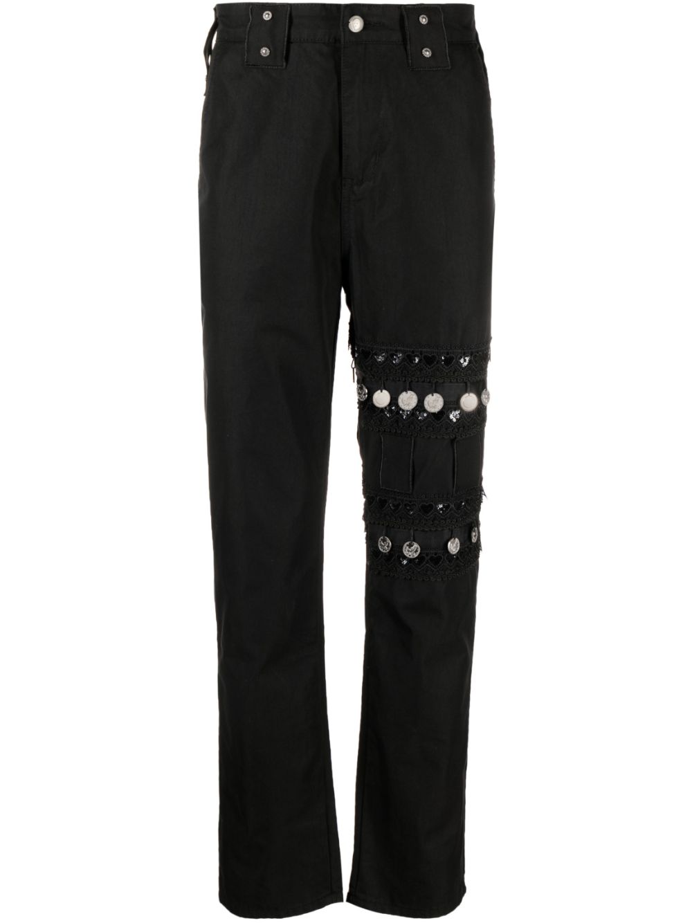 Coin-detail straight-leg jeans - Black