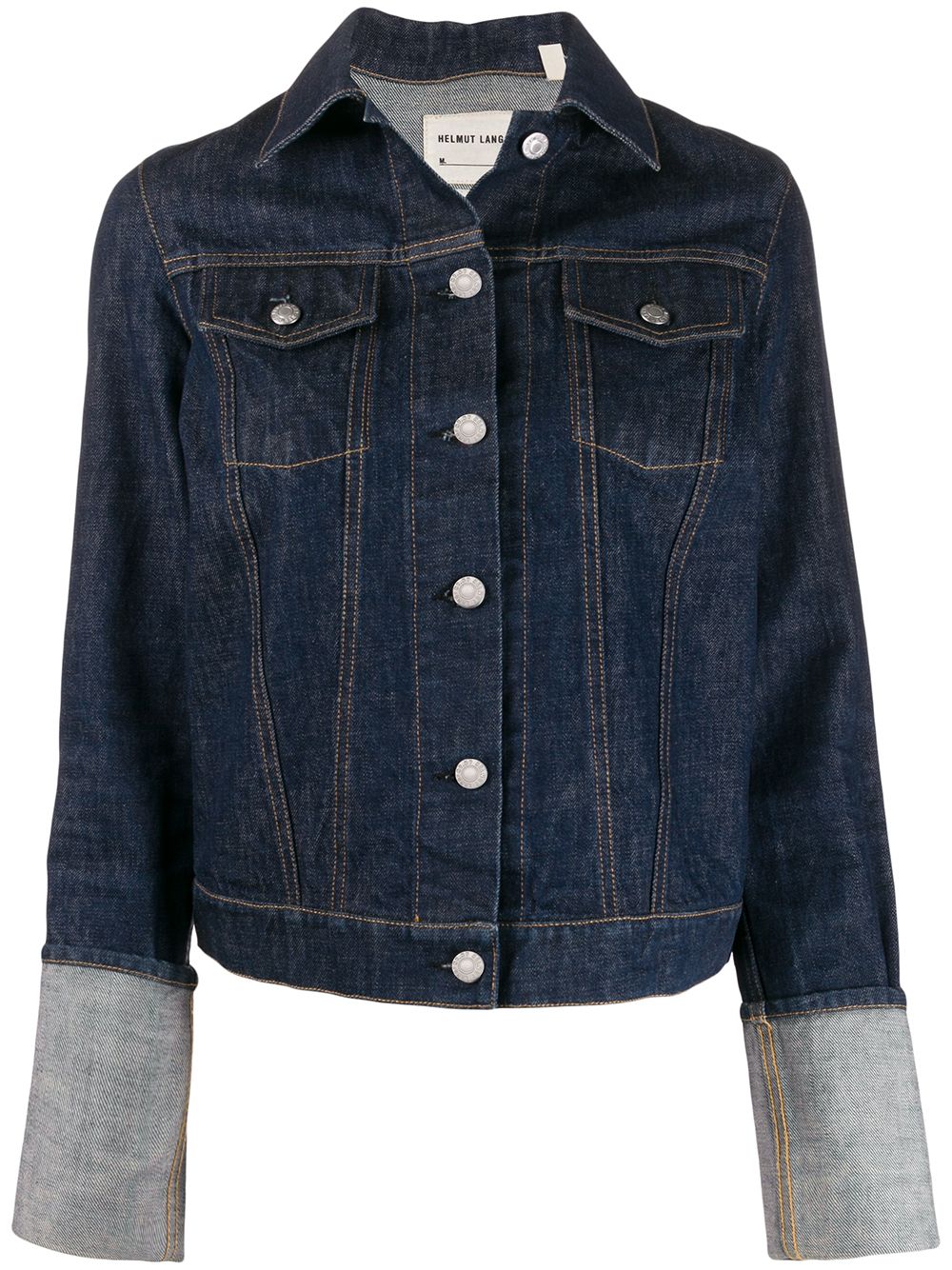 1999 folded sleeves denim jacket - Blue