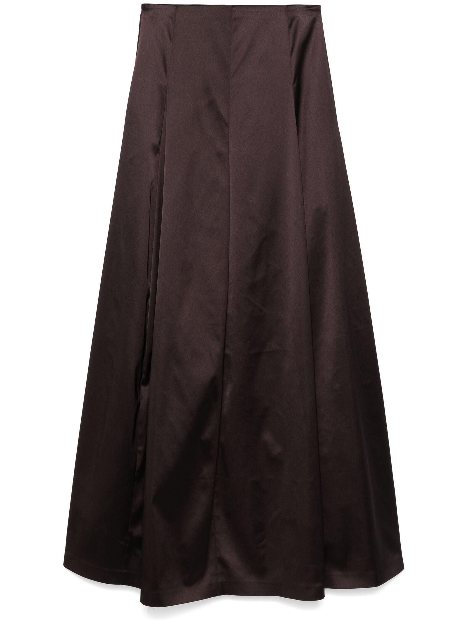 Brown Satin Maxi Skirt