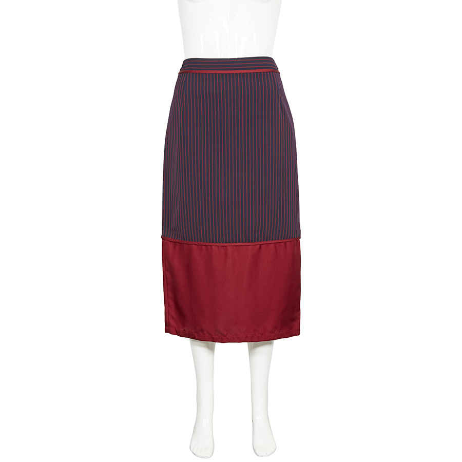 Ladies Striped Panel Midi Skirt