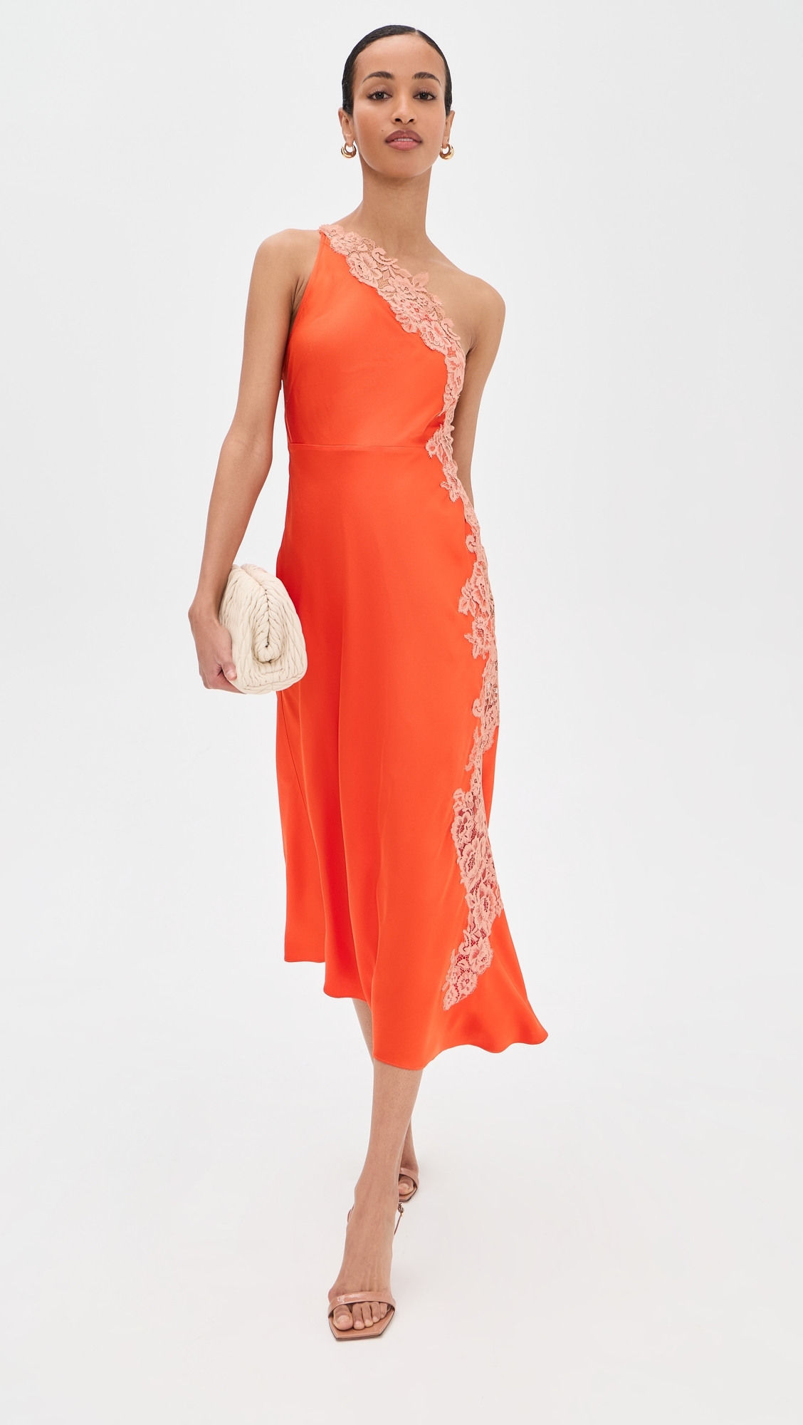 A. L.C. Lou One Shoulder Dress Vivid Orange/Pale Blush