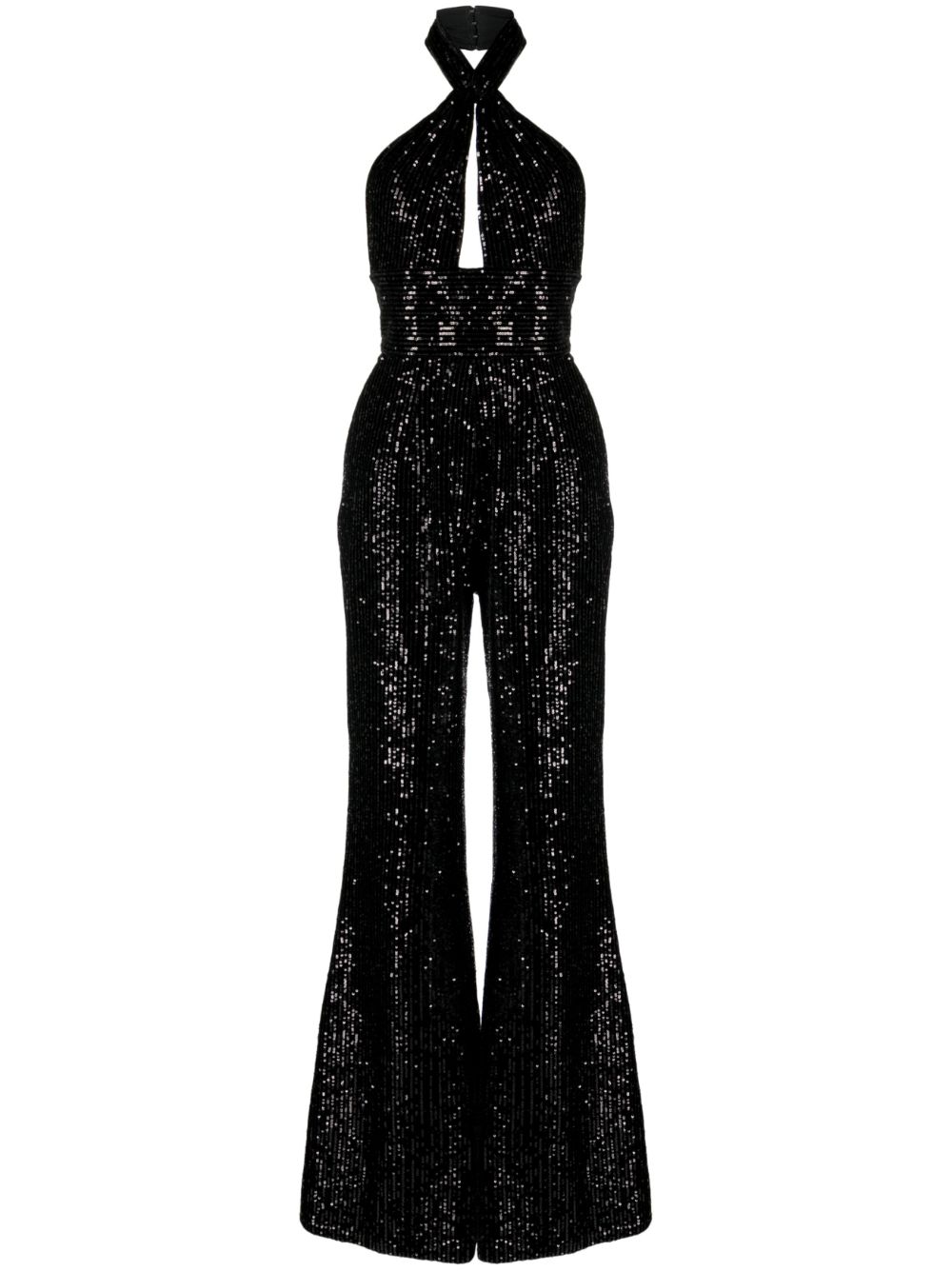 Sequin-embellished halterneck jumpsuit - Black