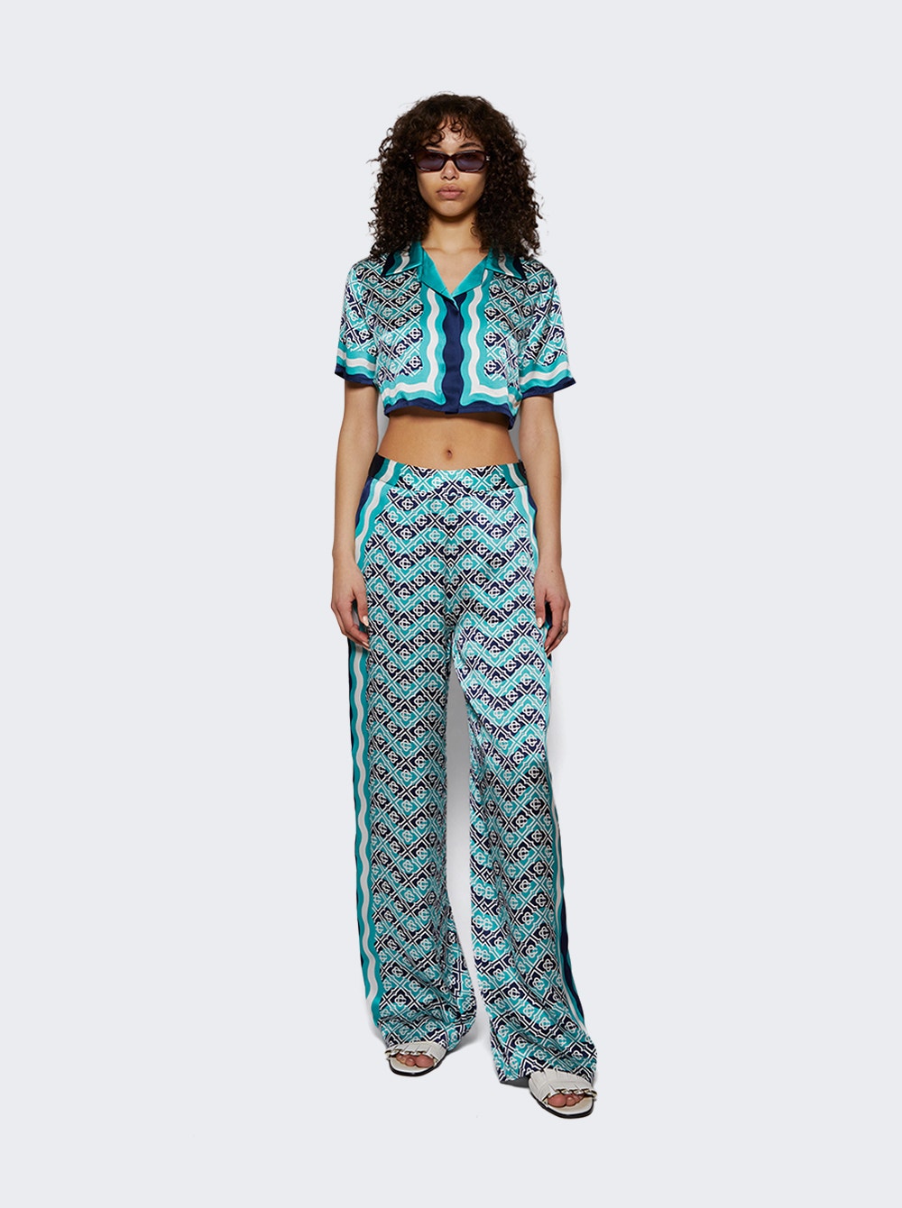 Casablanca silk-satin trousers - Blue