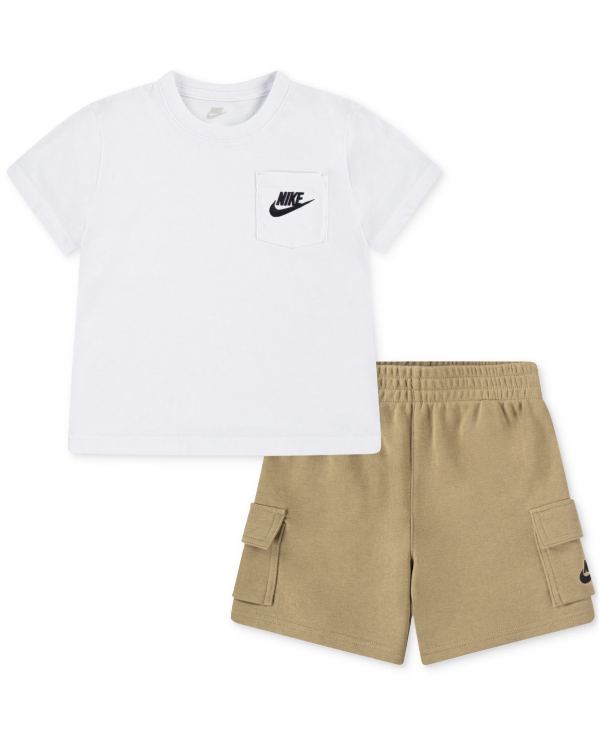 Little Boys Pocket T-Shirt & French Terry Shorts, 2 Piece Set - Parachute Beige