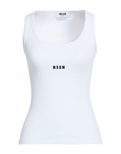 Woman Tank top White Size S Cotton, Elastane