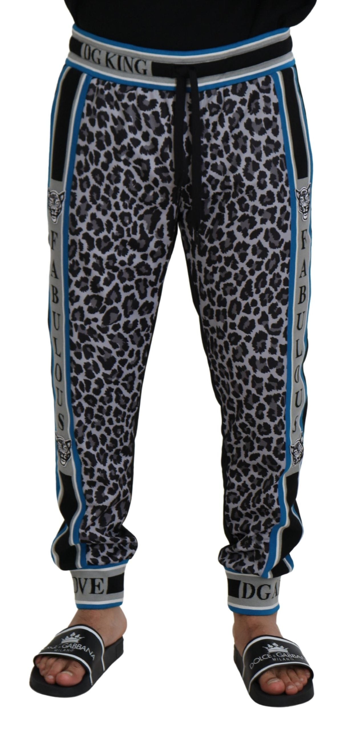 Leopard-Print Joggers — Gray