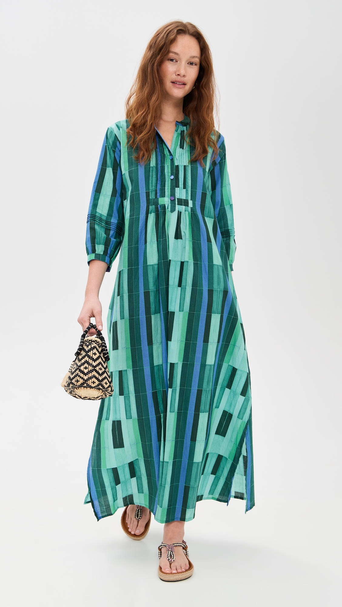 Natalie Martin Collection Sammie Maxi Dress Sea Glass Cotton Green