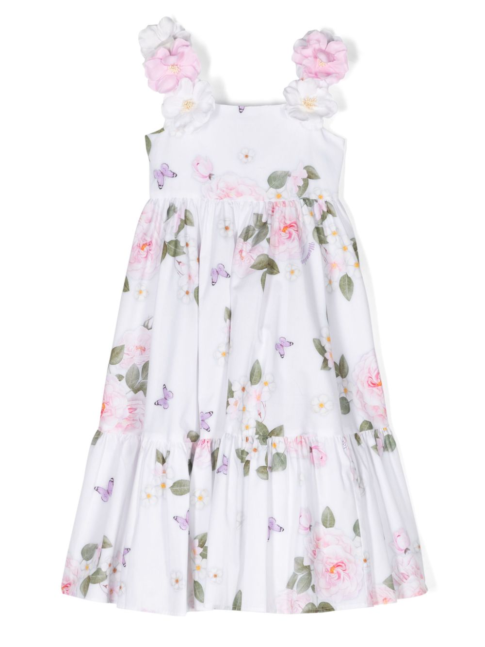 Floral-print cotton dress - White