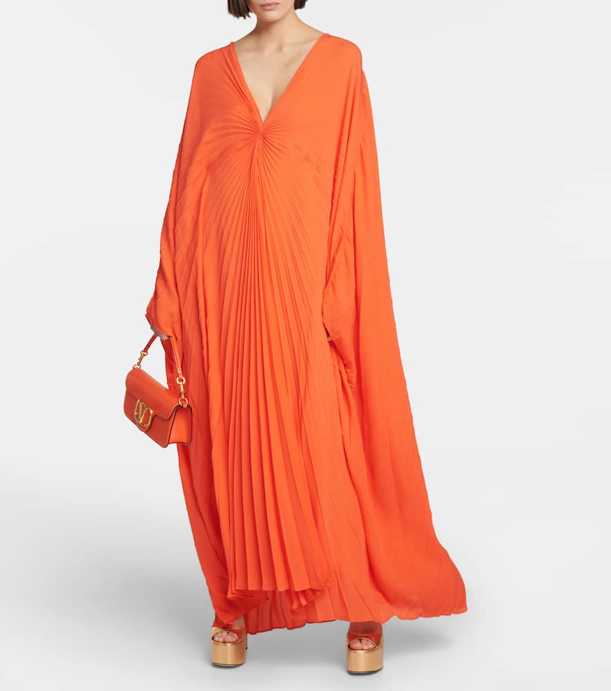 Pleated silk midi dress