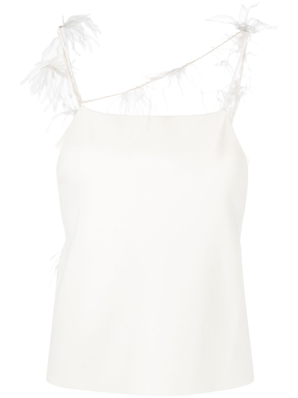 Feather-trim camisole top - Neutrals