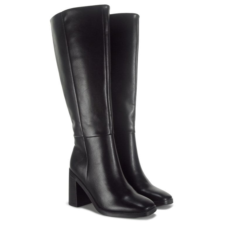 Women's Flapper Wide Calf Knee High Boots (Black)