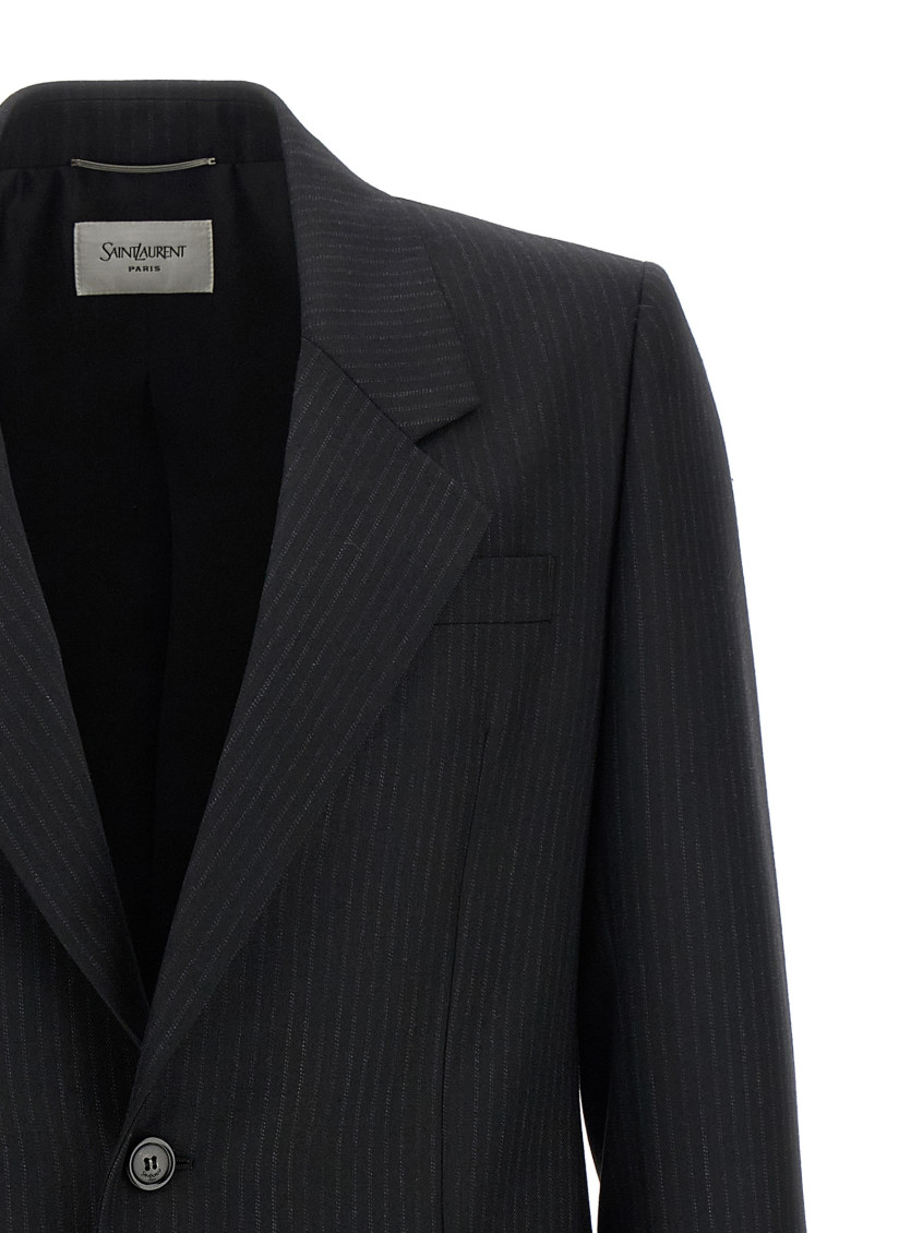 Saint Laurent - pinstripe single breasted blazer notch lape