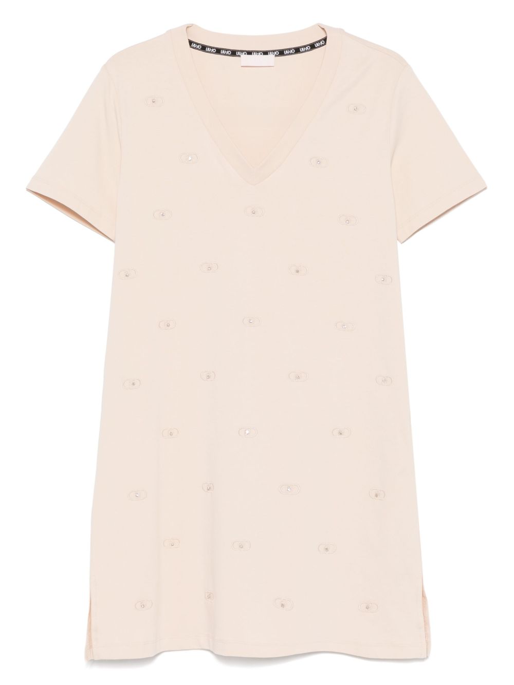 LIU JO embroidered-logo dress - Neutrals