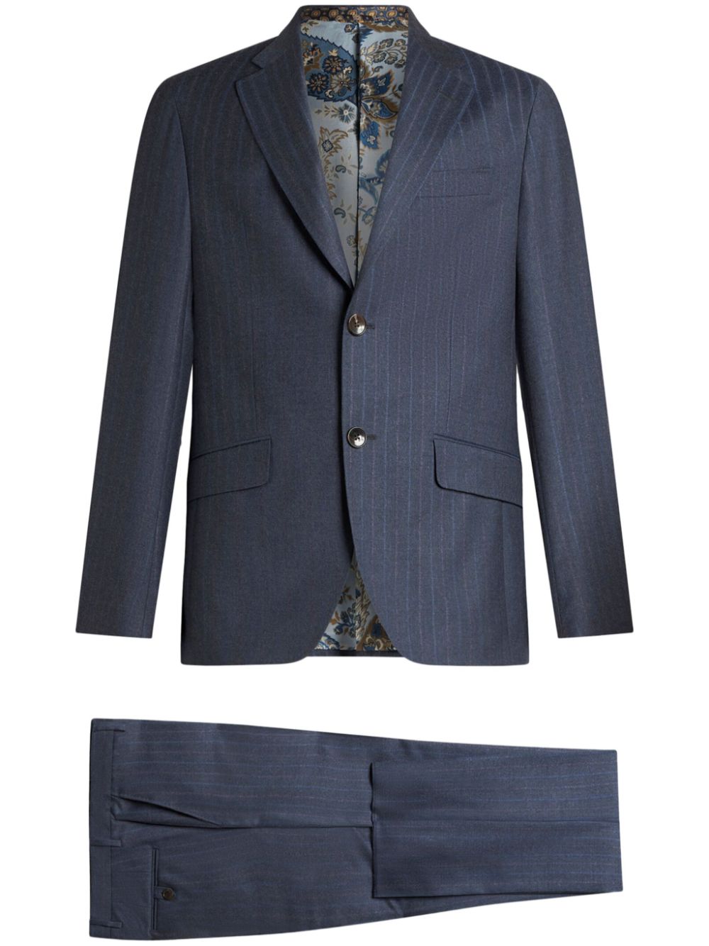 Striped wool two-piece suit - Blue